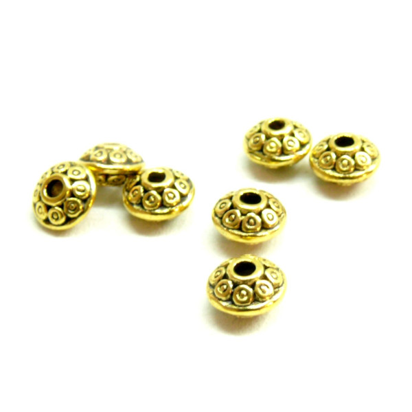 Perles Intercalaires Rondelles 6,5mm – Métal Or Antique