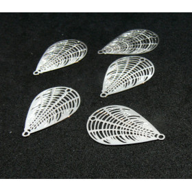 C9786 Lot de 4 Estampes connecteurs Goutte 24 mm cuivre couleur Argent Vif