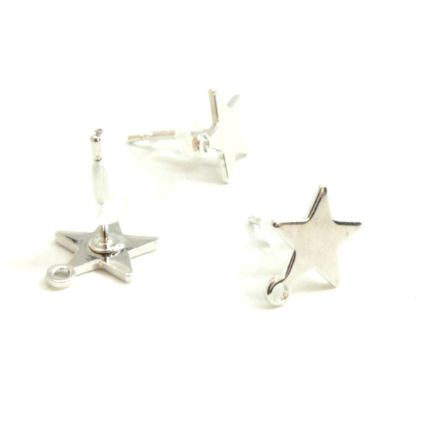 Boucles d’Oreilles Puce Étoile avec Attache – Métal Argent Platine