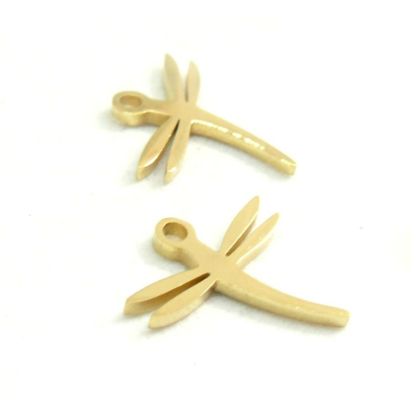 Pendentifs, breloques Libellule 11mm en Acier Inoxydable 304 Coloris Doré pour bijoux raffinés