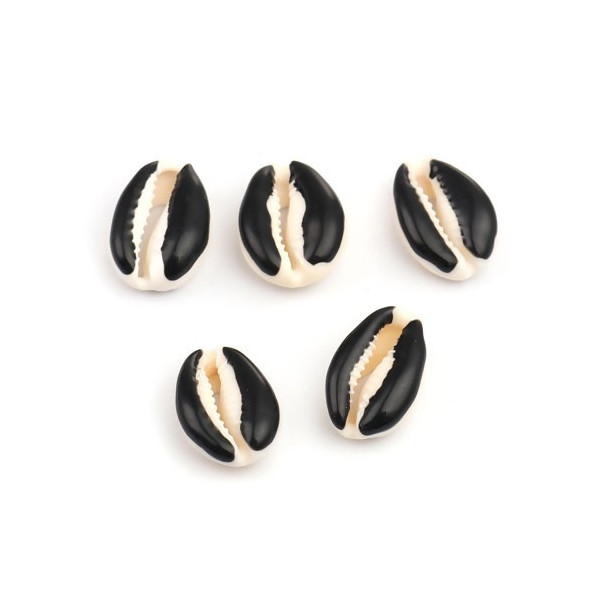 PS110215138 PAX 5 slides médaillons émaillés Coquillage Cauri Noir