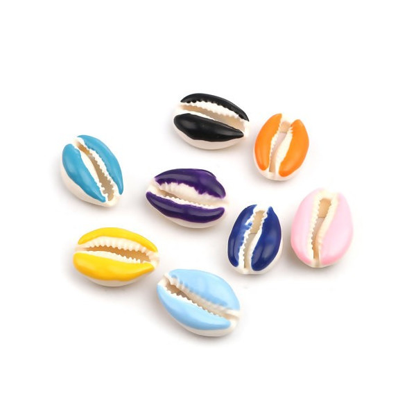 PS110215138 PAX 5 slides médaillons émaillés Coquillage Cauri Noir