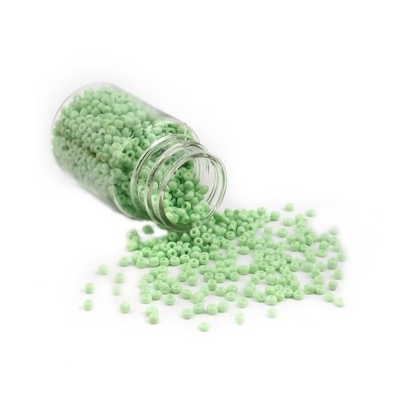 Flacon d'environ 2000 Perles de rocaille en verre Vert Pastel 2mm 30gr.