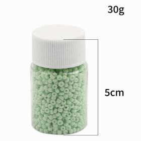 Flacon d'environ 2000 Perles de rocaille en verre Vert Pastel 2mm 30gr.