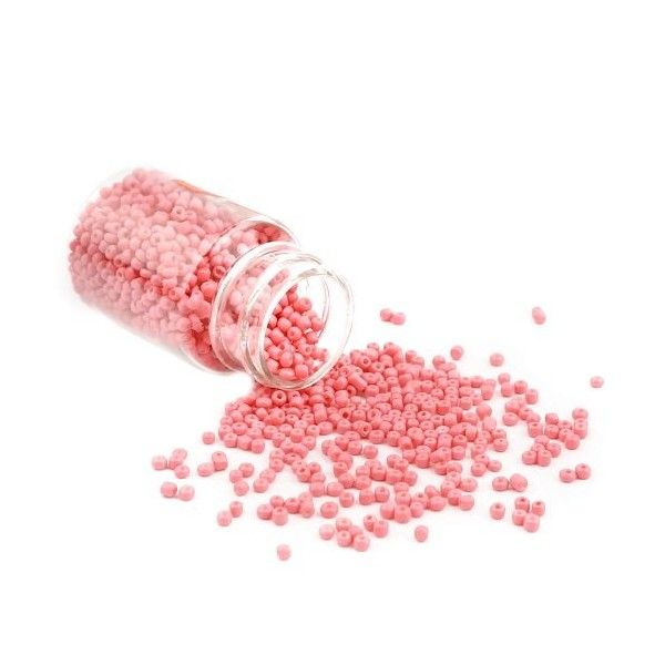 Flacon d'environ 2000 Perles de rocaille en verre Rose Bonbon 2mm