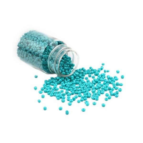 Flacon d'environ 2000 Perles de rocaille en verre Bleu Turquoise 2mm 30gr.