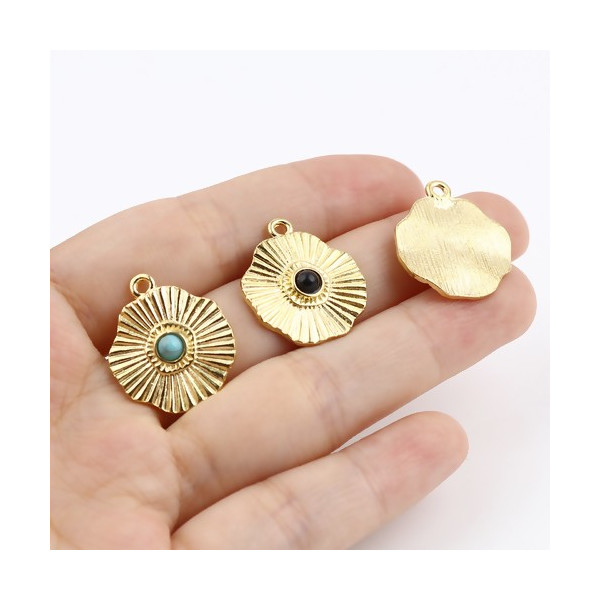 S11711860 PAX 5 pendentifs Forme Géométrique Fleur Soleil 19mm métal couleur Doré