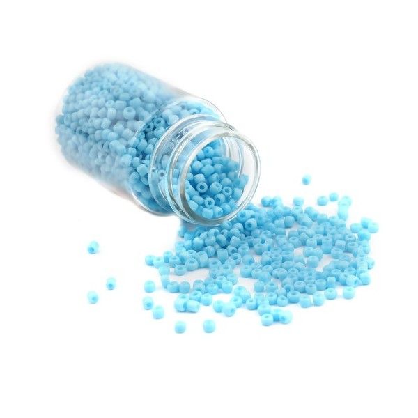 Flacon d'environ 2000 Perles de rocaille en verre Bleu 2mm 30gr