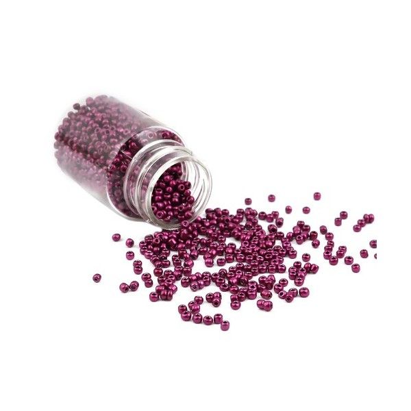 Flacon d'environ 2000 Perles de rocaille en verre Violet Metallisé 2mm 30gr.