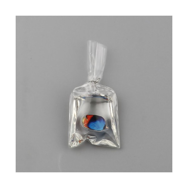 Pendentifs Poisson Aquarium dans sachet 50mm avec attache coloris Argent