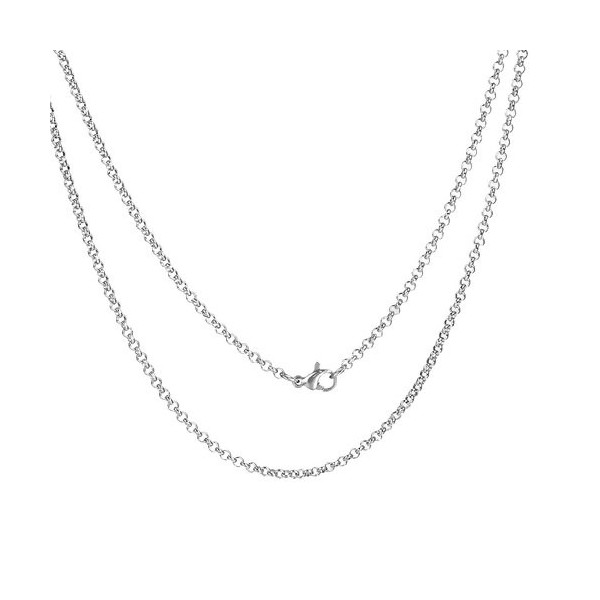 Sautoirs, colliers 51 cm maille Rollo 2,5mm en Acier Inoxydable 304 coloris Argent Platine