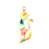 Pendentifs Chat 37mm métal doré Résine emaillé
