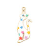 Pendentifs Chat 37mm métal doré Résine emaillé