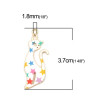 PS110258105 PAX 4 Pendentifs Chat 37mm métal doré Résine emaillé