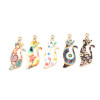 PS110258105 PAX 4 Pendentifs Chat 37mm métal doré Résine emaillé