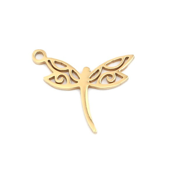 Pendentifs Libellule 19mm en Acier Inoxydable 304 Coloris Doré