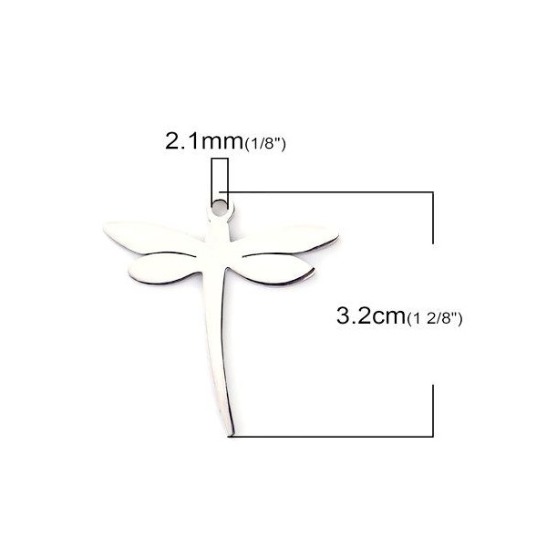 S11105373 PAX 1 Pendentif Libellule 32mm en Acier Inoxydable 304 Coloris Argent pour bijoux raffinés