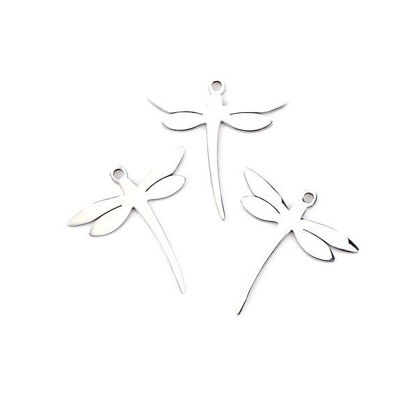 S11105373 PAX 1 Pendentif Libellule 32mm en Acier Inoxydable 304 Coloris Argent pour bijoux raffinés