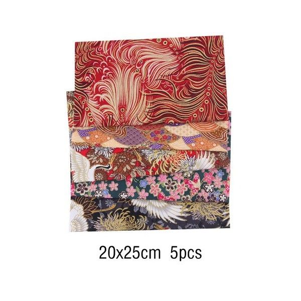 PS11709837 PAX de 5 Coupons de Tissu 100% COTON  20 x 25 cm Tissu Motifs Japonisant