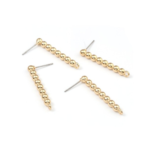 Boucles d'oreille clou puce Multi bille avec attache métal couleur Doré ( vendu avec embouts poussoirs plastique )