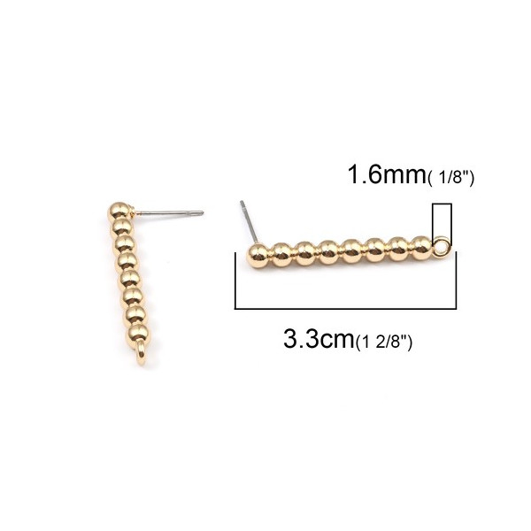 PS110137134 PAX 4 Boucles d'oreille clou puce Multi bille avec attache métal couleur Doré