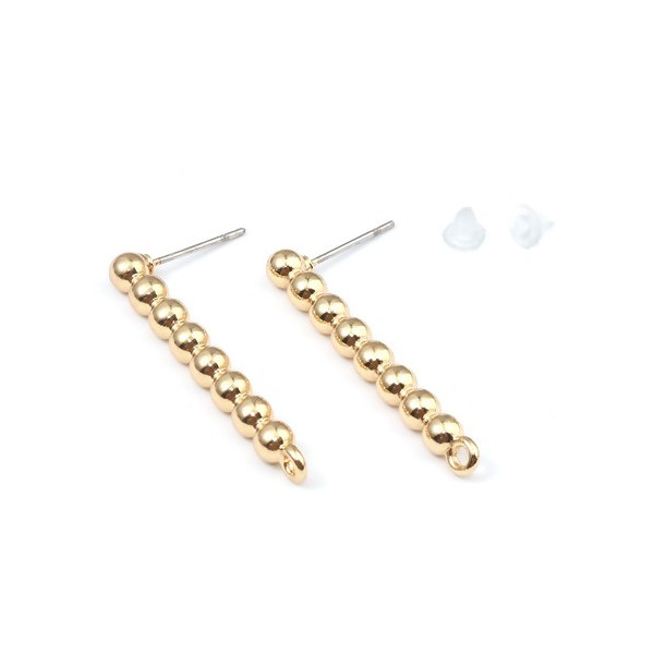 PS110137134 PAX 4 Boucles d'oreille clou puce Multi bille avec attache métal couleur Doré