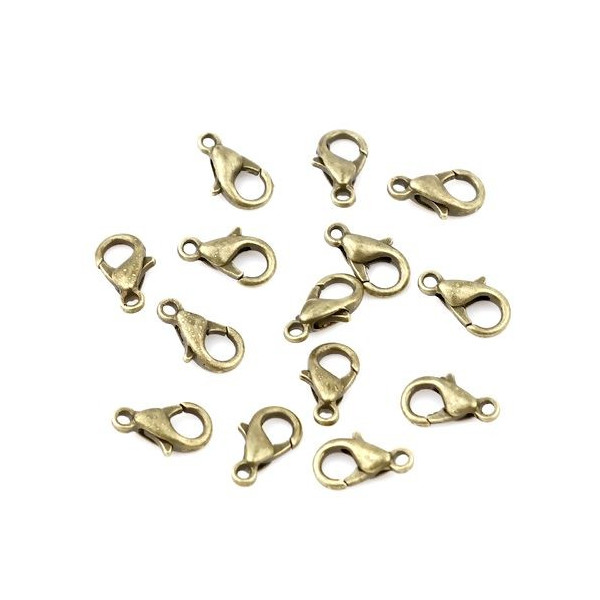 PS11715243 PAX de 20 fermoirs mousquetons 10mm métal coloris Bronze