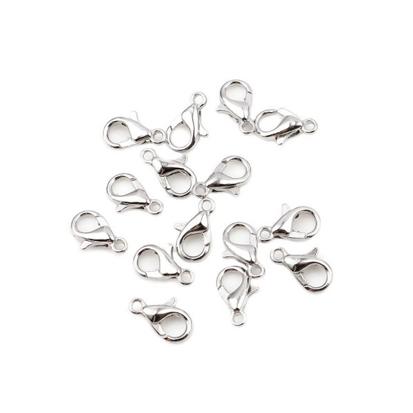 PS11715244 – Lot de 10 ou 20 Fermoirs Mousquetons 10mm – Métal Couleur Argent Platine