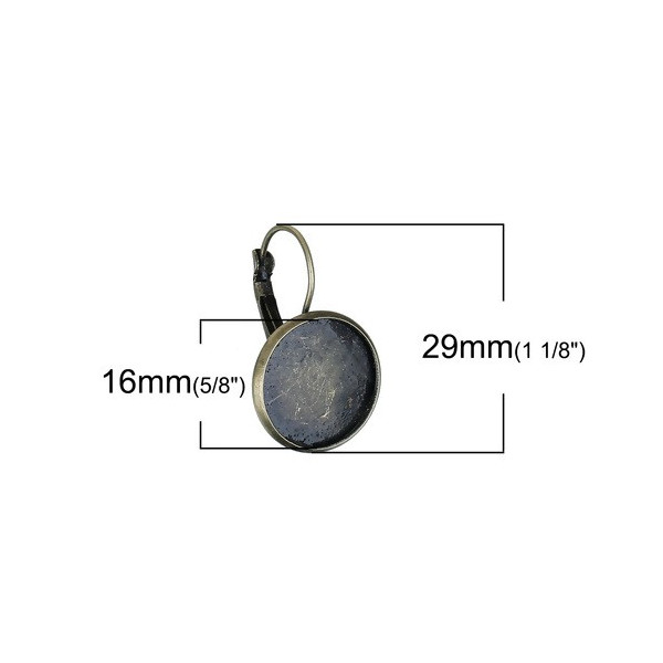 HC124414 PAX 10 Supports de boucle d'oreille Dormeuse 14mm Laiton couleur Bronze