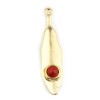 S11711865 PAX 4 pendentifs style Plume, Feuille stylisée bohème 39mm métal couleur Doré perle Rouge