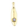 S11711864 PAX 4 pendentifs style Plume, Feuille stylisée bohème 39mm métal couleur Doré perle Grise