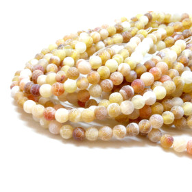Perles 6mm Agate Craquelé Effet Givre Beige Caramel Coloris 02