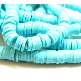 HS0946 Lot 1 fil d'environ 380 Perles rondelles Heishi en pâte polymère 6 par 1mm bi couleur B05