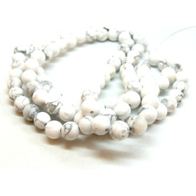 Perles 6mm Howlite  véritable Blanc Gris veiné effet GIVRE