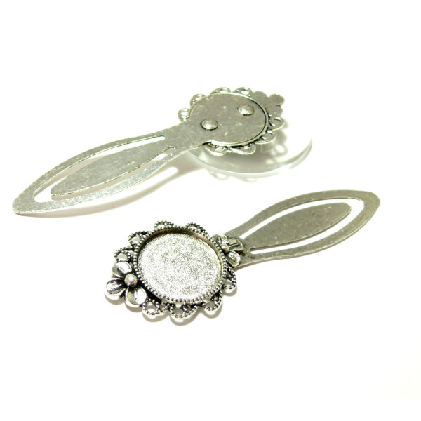Supports de Marque Page ARTY 20mm pour cabochon métal couleur Argent Antique