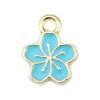Pendentifs Fleur de Sakura Émaillé Bleu Turquoise 9mm – Métal Doré
