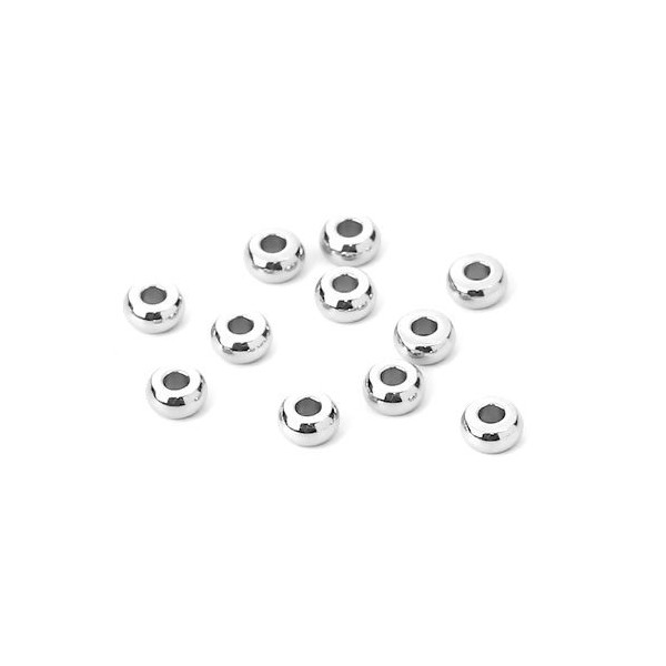 Perles intercalaires rondelles  en Acier Inoxydable Coloris Argent pour bijoux raffinés