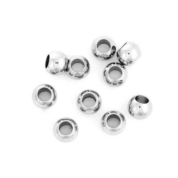 Perles intercalaires rondes 4mm en Acier Inoxydable 304 Coloris Argent pour bijoux raffinés