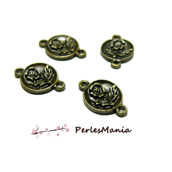 PAX 50 pendentifs CONNECTEUR MAGNIFIQUE FLEUR metal couleur Bronze H115348Y