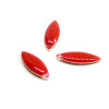 Sequins médaillons résine style émaillés Biface Navettes 20mm Rouge ref 55 sur une base en métal argenté