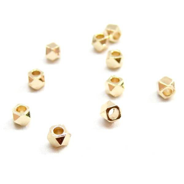 Perles intercalaires, style Polygone 4 mm, Laiton finition Doré à l'or fin 14K