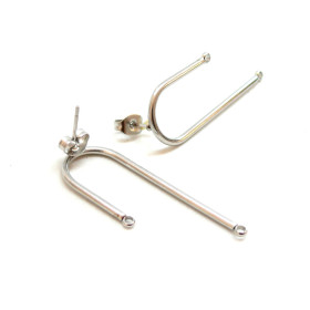 Boucles d'oreille, puce forme Géométrique avec double attache, ACIER INOXYDABLE 304 et poussoirs