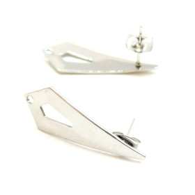 H11S07954B PAX: 4 Boucle d'oreille  puce  formeTriangle avec trou  en ACIER INOXYDABLE 304 et poussoirs