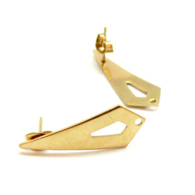 Boucle d'oreille  puce  forme Losange avec trou  en ACIER INOXYDABLE 304 et poussoirs