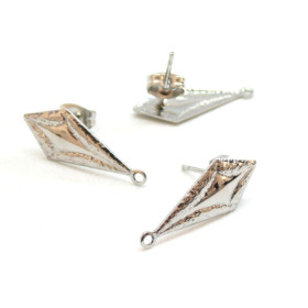 Boucles d'Oreilles Puces Losange – Acier Inoxydable 304 Argenté avec Poussoirs