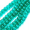 1 fil d' eniron 130 perles rondes 6mm- verre craquelé - Vert Lagon - coloris 15