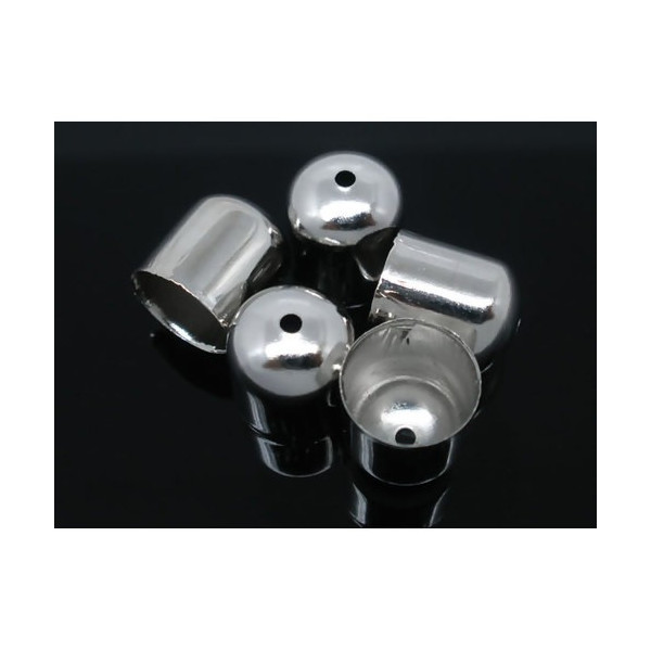 Embouts, CYLINDRES métal, coloris Argent Platine 10mm, pour Cordon