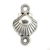 PS110121090 pendentifs breloque CONNECTEURS Coquille Saitn Jacques Biface métal couleur Argent Antique