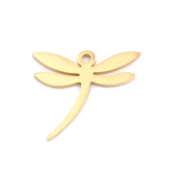 Pendentifs - Libellule 17mm - Acier Inoxydable 304 Coloris Doré - pour bijoux raffinés