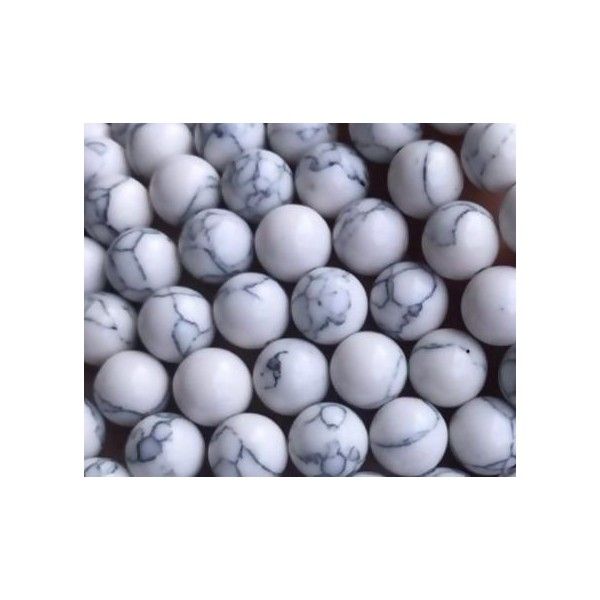 S11665915 Lot 1 fil d'environ 65 perles ronde 6mm - Howlite - turquoise synthétique - Gris Marbré